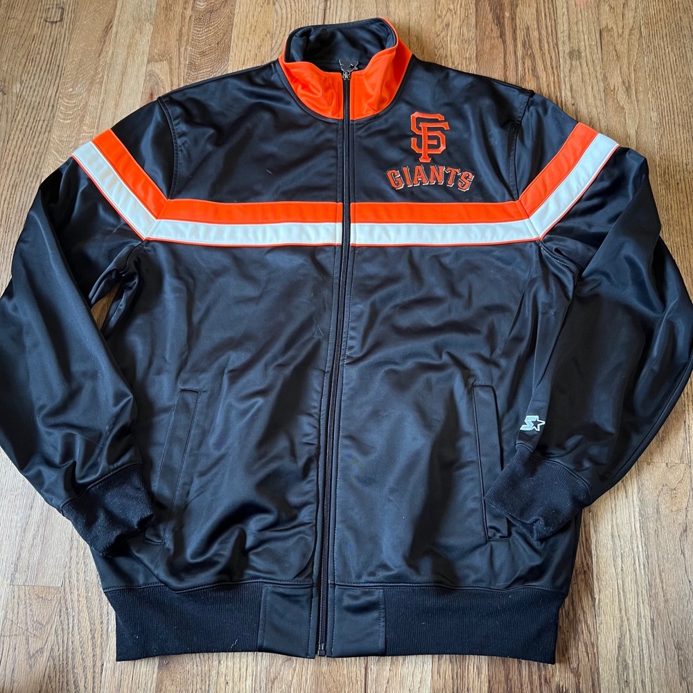 Starter San Francisco Giants MLB Track Jacket Mens Large Black Orange Full Zip